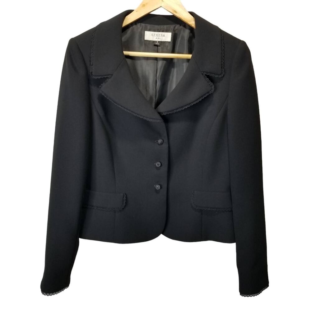 Stresa ASL Black Polyester Business/Casual Long Sleeve Blazer Size 8 Stresa ASL